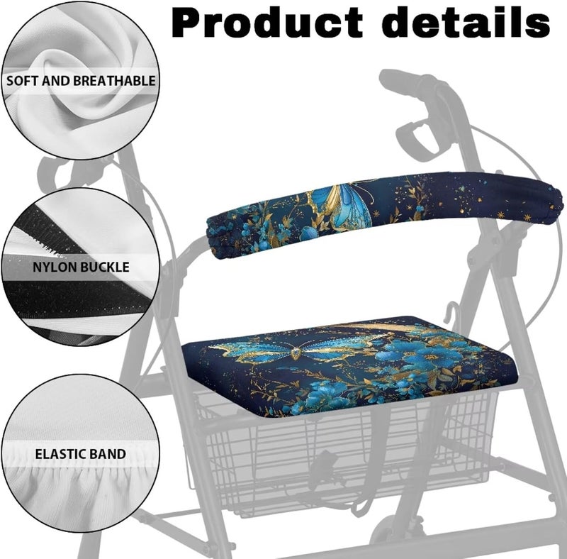 LedBack Walkers Accessories for Seniors - Butterfly Walker Seat Cover for Ladies - Universal Rollator Seat and Back Rest Cover - Image 4